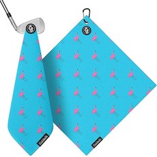 ClubSmith 골프 백 및 클럽용 마그네틱 골프 타월 45.7 x 45.7cm(18 x 18인치) 프리미엄 와플 극세사 골프 액세서리 남성/여성용 선물 및 장비 (화이트, Blue Flamingo