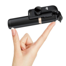 HELLGOLS 가벼운셀카봉 초경량 블루투스 휴대폰 셀카봉삼각대 유튜버 무선 셀프봉 미니 액션캠 호환, 블랙, 1개