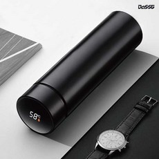 보온 보냉 텀블러 LED 온도표시 원터치 스텐 스마트 차량용 보온병 500ml, 스마트텀블러 블랙