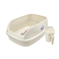 艾爾發寵物 貓樂適 半封閉式貓砂盆 麵包貓砂盆多貓用貓砂盆 大型貓砂盆 幼貓貓砂盆 貓砂盆 白色4L/8L/15L, 1個, 4升小麵包, 白色