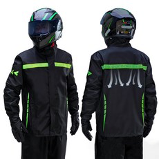 큰귀멍멍 자전거 오토바이 우비 방수 방풍 통기성 야간반사 레인코트 상하의 세트, 그린