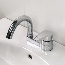 아바스 4인치 투홀 세면수전 세면대 수도꼭지 국산 KS인증, 1개, 실버