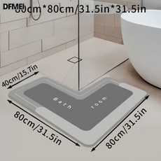 DFMEI 簡約L型浴室淋浴房地墊吸水防滑衛生間門墊廚房吸油腳墊硅藻泥, 1個, 深灰色