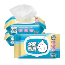 水滴貝貝 超厚純水柔濕巾-附蓋, 1個, 20張, 1g