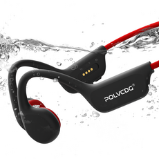 POLVCDG X7 골전도 이어폰 IPX8 32GB Bluetooth 5.3 무선 수영 이어폰 마이크 방수 스포츠 피트니스, Black Red