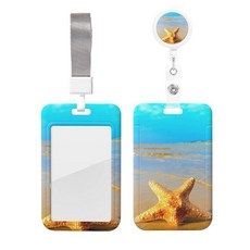 EOBKLAX 다채로운 퍼즐 피스 ID 배지 홀더 분리형 랜야드 포함 자폐증 인식 배지 릴 배지 클립 접이식 가능 ID 카드 홀더 키 체인 이름 배지 클립 간호사 교사, 모래 바다, 1개
