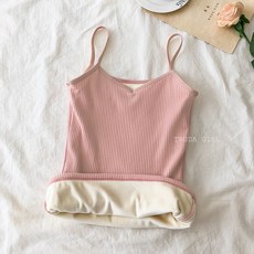 加絨保暖螺紋細肩帶背心