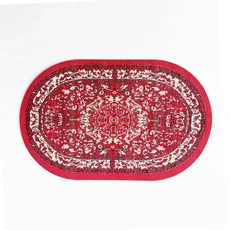 112 스케일 인형 집 카펫 놀이 장식 바닥 깔개 꽃 패턴 매트 액세서리, 1세트, red-oval