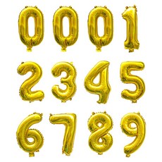 인블룸 은박 숫자 파티풍선 12p 세트, 골드, 1세트