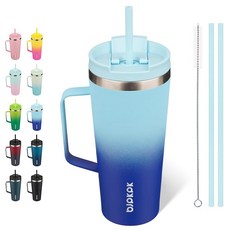 BJPKPK 스트로우 앤 핸들 롱 트래블 텀블러 887ml 마시멜로 151902, 22 Ounces, Sky