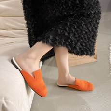 봄 여름 여성 블로퍼 펀칭 플랫 슈즈 니트 뮬 블로퍼 데일리 여자 뮬 슬리퍼 CJJ