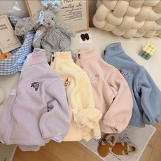 兒童外套 秋冬上新兒童加絨秋冬澳利絨保暖外套新款加厚寶寶洋氣女童開衫上衣