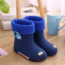 新款兒童雨鞋男女童雨靴防滑防水卡通加厚加絨保暖水鞋絨套可拆洗