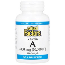 내추럴팩터스 비타민A 3000mcg 10000IU Vitamin A 소프트젤 180정, 1개