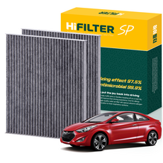 하이필터 현대 자동차 아반떼 활성탄 에어컨필터, 2개, 아반떼 쿠페 JK HI-E005