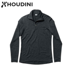 HOUDINI M'S Wander Half Zip 男款美麗諾羊毛半拉長袖/天絲混紡 男款羊毛長袖拉鍊衫 純黑