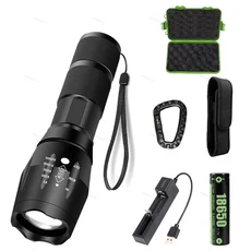 T6 텔레스코픽 줌 손전등 L2 알루미늄 합금 도매, 01 Black