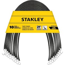 스탠리 S300421 블랙 21인치 보트 캠핑 화물 지원용 고무 타프 번지 코드 10팩, Black, 21 inch (Pack of 10)