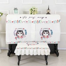 전자 피아노 덮개 건반 세트 북유럽풍 디지털 커버, 1개, 고양이 피아노커버 + 더블 벤치커버