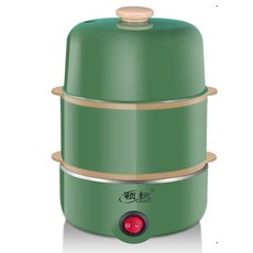 링루이 계란찜기 미니 다기능 계란찜기 스테인리스 스틸 가정용 이중 계란찜기 아침 식사 기계 소형 가전, 2-59개, 녹색 평면 뚜껑 이중층 (작은 그릇 제외)