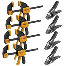 레벨링 블록 클램프가 있는 목공용 30.5cm(12인치) 바 클램프 358.8kg(350파운드) 하중 제한 튼튼한 퀵 릴리즈 목재 클램프/스프레더 목재 작업용 한 손 F, 8-Piece 150lbs