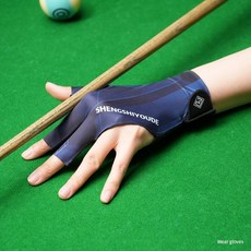 桌球臺球手套專業男女通用露指斯諾克比賽專用防滑薄款三指高彈, 檯球半指藍色【左手單只】, 1個