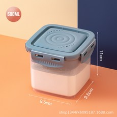 奶粉罐米粉盒密封罐便攜式分裝奶粉盒外出食品級嬰兒外帶便攜, 1個, 600ML密封罐帶勺子藍色1個:如圖所示, 1L