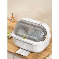 식기건조대 뚜껑포함 가정용 식기보관함 물빠짐 접시 건조대 주방수납, 1개, E_특대형밀크커피7-8인용, 1단