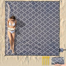 MASHDE 해변 담요 방수 모래 방지 200.7 x 200.7cm(79 x 79인치) 대형 비치 매트 성인 1-3명용 빠른 건조 가볍고 내구성이 뛰어난 야외 피크닉 매, MASHDE 해변 담요 방수 모래 방지, 200.7 x