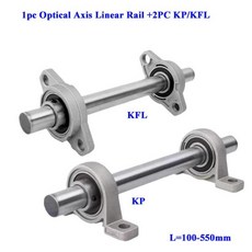 1pc 광축 선형 레일 샤프트 OD8/10/12/15/16/17/20mm + 2PC KP/KFL 아연 합금 보어 볼 베어링 베개 블록 장, 02 100mm, 06 8mm(KP08), 1개