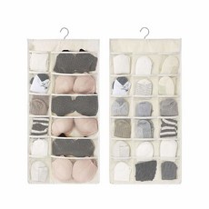 메시 포켓과 회전 금속 행거가 있는 뉴라터너 옷장 걸이 정리함 양면 벽 선반 보관 가방 브라 속옷 양말을 위한 천 공간 절약 (흰색), beige, 베이지.