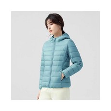 連帽輕薄羽絨外套女 - 防風保暖大碼冬季外套