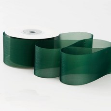 올리브파티 밀키 실크 오간디 리본 4cm 20야드 18M 청첩장 선물포장, 1개, 다크그린