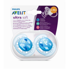 필립스아벤트 울트라 소프트 노리개젖꼭지 2종 세트, 6~18개월, 그레이 + 그린, 1세트