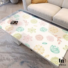 【好物良品】幸福花卉印花軟玻璃餐桌墊 防油 防燙 防髒PVC桌墊, 1個, 幸福花卉,60x120cm