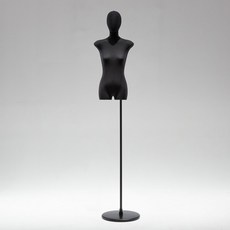 黑色扁身模特道具平胸韓版半身櫥窗陳列女裝服裝店模特展示架全身櫥窗模特兒 擺攤人檯模特兒 人形模特兒, 黑扁身/黑色加厚圓盤/帶頭