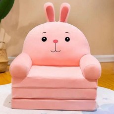 캐릭터 소파 귀여운 만화 집이식 어린이 가구 다양한 색상의 쿠로미소파 4단접이식, 핑크 토끼 길이 115cm x 너비 50cm