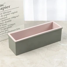 플라스틱 상자 + 실리콘 내부 지원 비누 금형 1200ml 무스 케이크 DIY 여러 빛깔의 Silicoen 로프 토스트, 05 Grey   pink, 1개