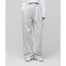 [무신사스탠다드] WOMAN 우먼즈 더블 니트 투 턱 와이드 라운지 스웨트 팬츠 [멜란지 라이트 그레이]