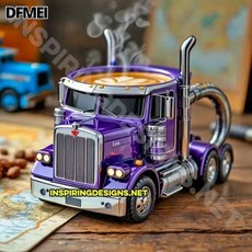 DFMEI 新品桌面汽車擺件高級感小衆卡車杯子創意客廳裝飾樹脂工藝品, 1個, 卡車杯-紫色:如圖