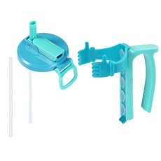 易拉罐吸管蓋 新品 帶防溢式杯蓋吸管易拉罐支架 易拉罐封口蓋 硅膠吸管罐蓋, 藍綠-易拉罐支架+杯蓋, 1個