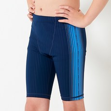 ELINBOA 青少年男童室內泳褲泳褲 ST Logo海軍藍