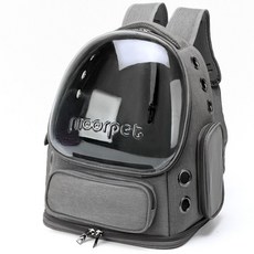 Mooppet 寵物外出太空艙背包 雙肩透氣大空間貓狗旅行袋, 1個, 灰色