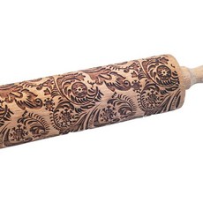 엠보싱 롤링 핀 OLETNY 대형 목재 텍스처 롤러 베이킹용 쿠키용 장식 무늬 크리스마스 선물어머니 할머니 친구들, 14 in（35cm）-Beech, New Snow Floral