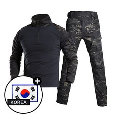 SET 택티컬 전술 컴뱃셔츠 긴팔+팬츠 세트 - 아웃도어 군인 간부 강철부대 캠핑 카고 바지