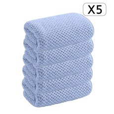 Veralool 호텔수건 40수 코랄플리스 극세사 세면 타올 고흡수력 먼지없는 속건 타월, 5개, 블루