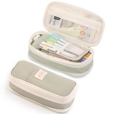 시크벤 50자루 대용량 패브릭 두배로 필통, 1개, 2-1. 컬러풀 그린