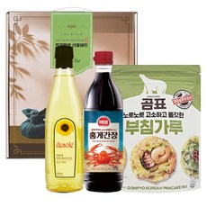 [제프몰] 혼합실속3종(해바라기+홍게간장+부침가루) 식용유선물세트 오일세트 명절 설, 1세트