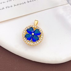 跨境解壓旋轉吊墜愛心幸運草可旋轉DIY飾品配件百搭項鍊手鍊掛飾, 1個, XL326愛心幸運草吊墜金色藍:1個