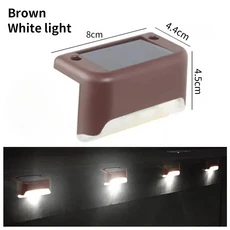 흰색 파티오 계단 조명 야외용 따뜻한 방수 태양광 난간 데크 마당용 LED 정원, Brown White Light